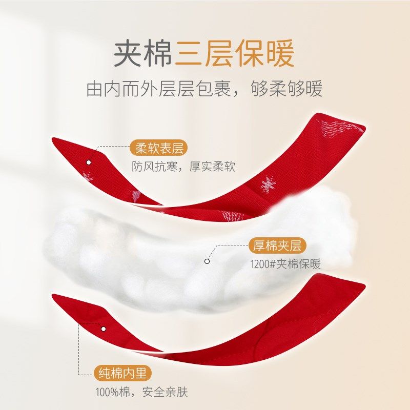 婴儿抱被秋冬保暖宝宝夹棉包被新生儿产房襁褓巾红色喜庆圣诞新年