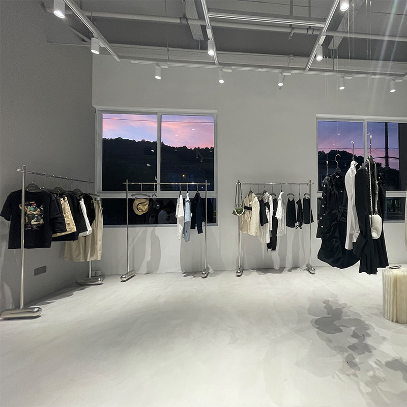 服装店展示架陈列架落地式不锈钢银色中岛架童装店侧挂女装店货架