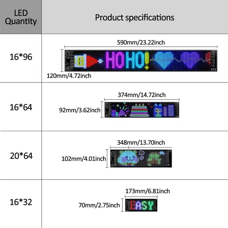 车用LED显示屏汽车后窗广告牌智能APP自定义图案氛围柔性软屏5V