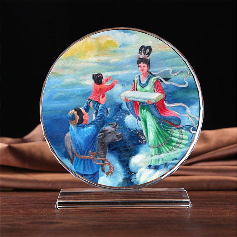牛郎织女摆件水晶工艺品七夕节情人节礼品古代爱情收藏书房装饰品