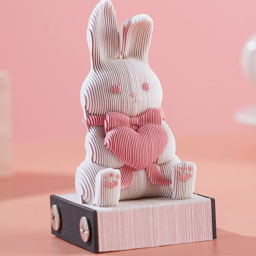 卡通可爱萌小兔3d立体纸雕便精纸物意摆件便利贴新颖签美礼创礼品