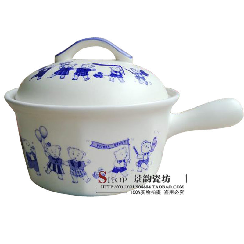 锅德镇珍宝陶瓷小奶景砂锅宝锅辅食锅卡通图案粥锅单柄小炖宝直销