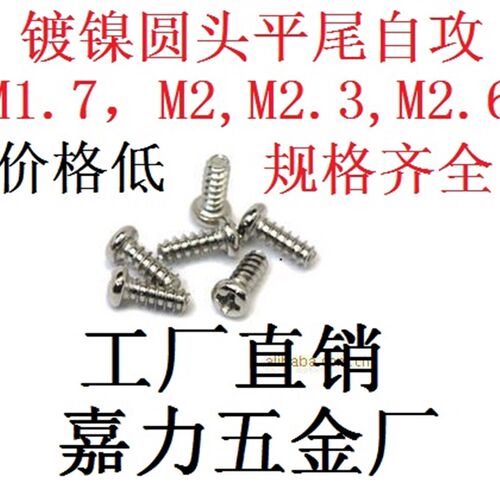 镀镍B型自攻螺钉圆头平尾自攻螺丝M3.5,M4,M2,M2.3,M3,M2.5*4,5,6