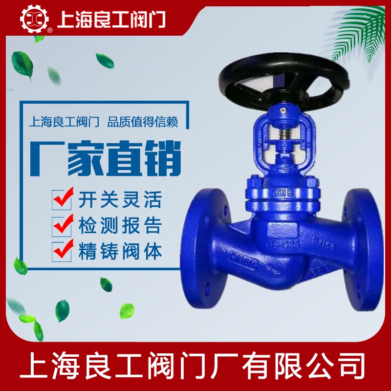 上海良工阀门WJ41H-16C德标碳钢蒸汽导热油法兰波纹管停止阀DN100