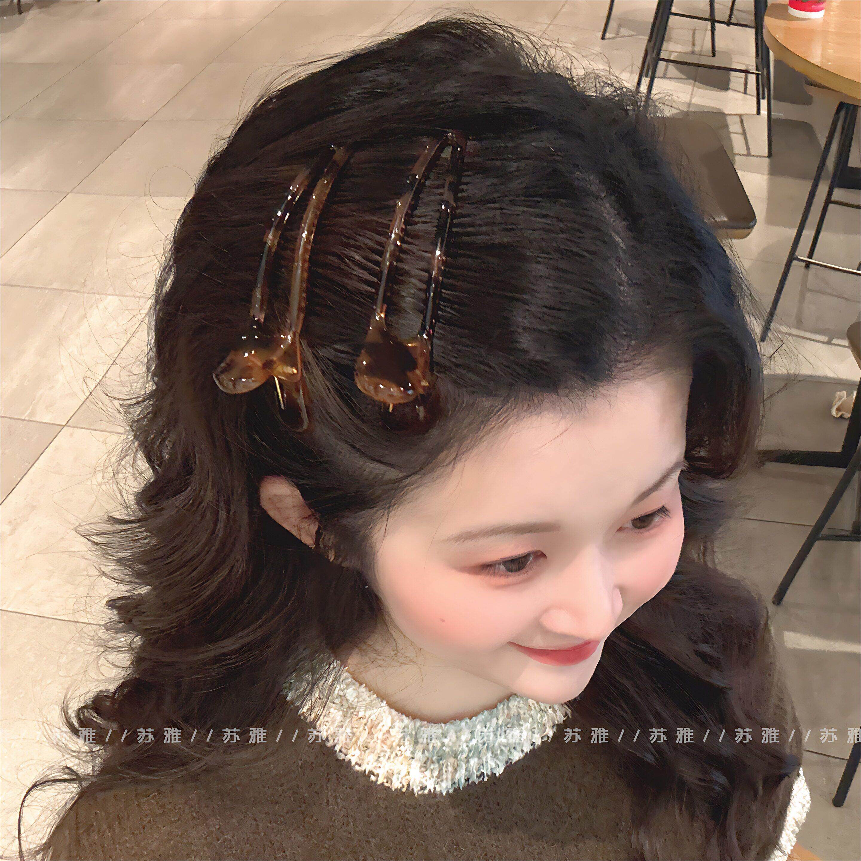 简约气质一字发夹女前额碎发浏海鸭嘴夹子大号后脑勺盘发发卡发饰