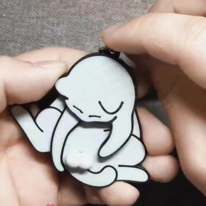 捣蛋猫钥匙扣创意可爱搞怪礼物玩蛋猫亚克力高品质猫咪钥匙扣拉伸