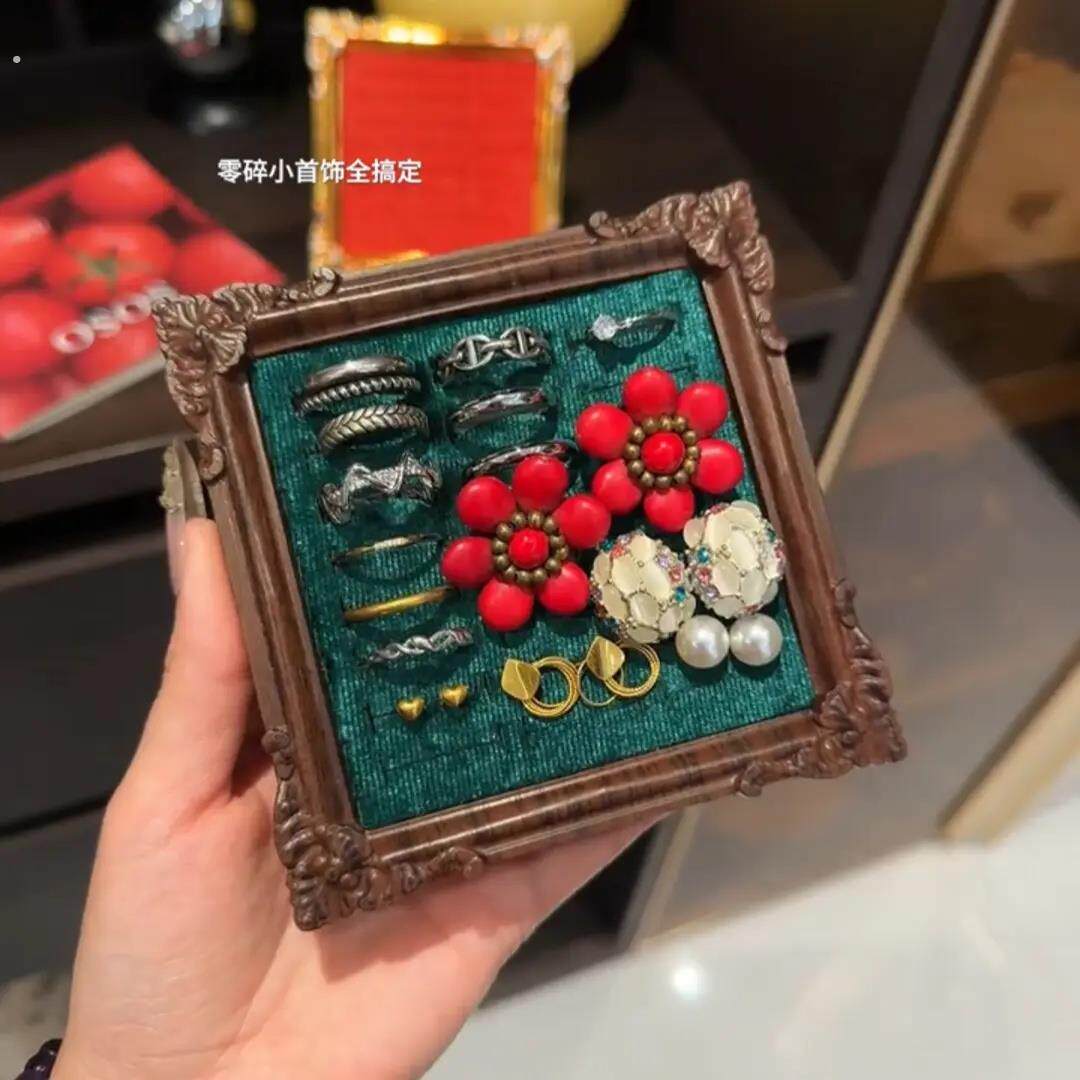 创意复古首饰展示架欧式相框戒子珠宝收纳盘化妆台店铺陈列摆件