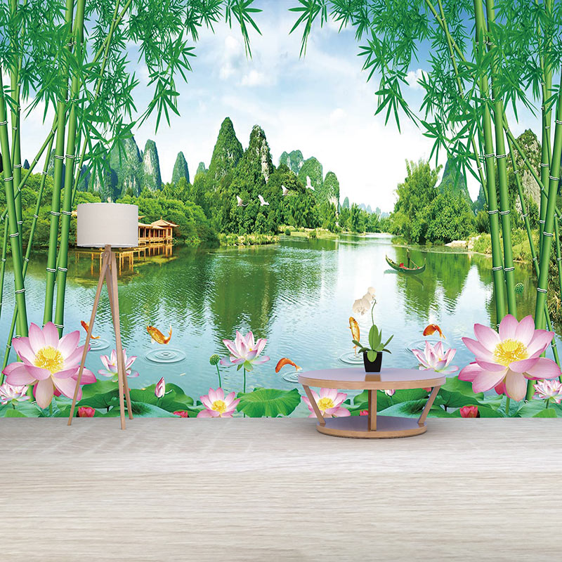 墙画自粘山水自然风景画墙贴壁画卧室背景墙纸装饰贴纸壁纸贴画