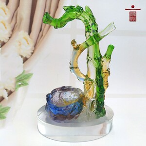 琉璃富贵竹子节节高办公桌上装饰开业礼品送老外创意工艺品小摆件
