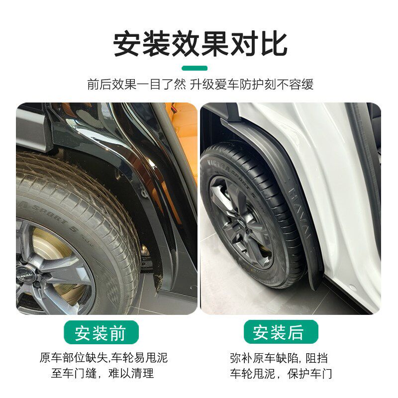 24款哈弗猛龙加厚内衬挡泥板加长加宽四轮挡泥皮防泥板免打孔改装