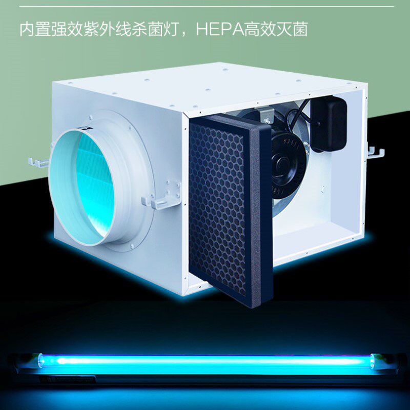 单向流新风机空气过滤净化器除雾霾消毒灭菌吊顶箱式静音管道风机
