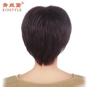 青丝黛真发假发女短发全手织短卷发中老年妈妈假发套逼真自然透气
