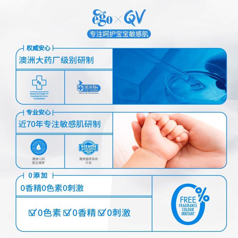 【老爸抽检】Ego QV婴儿倍润霜润肤乳补水保湿身体乳小老虎250g