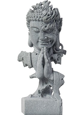 中式释迦牟尼佛像摆件创意佛魔一念之间鱼缸造景园艺茶室桌面装饰