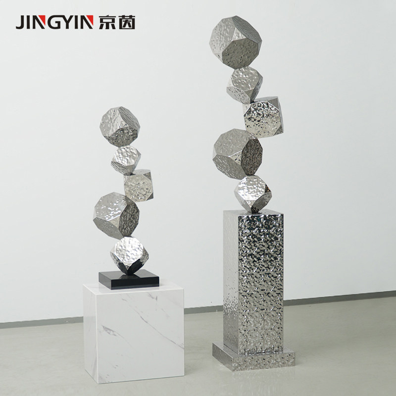 不锈钢金属装饰品售楼处装置艺术雕塑酒店走道大型落地抽象摆件