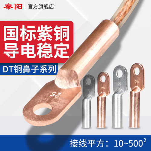 国标紫铜鼻子接线端子DT16/25/50/70/95镀锡压线耳堵油电缆线接头