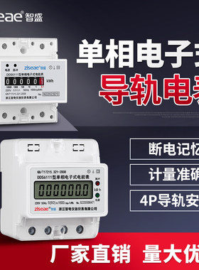 智盛4P导轨式电表220v单相电子式电度表家用出租房迷你轨道电能表