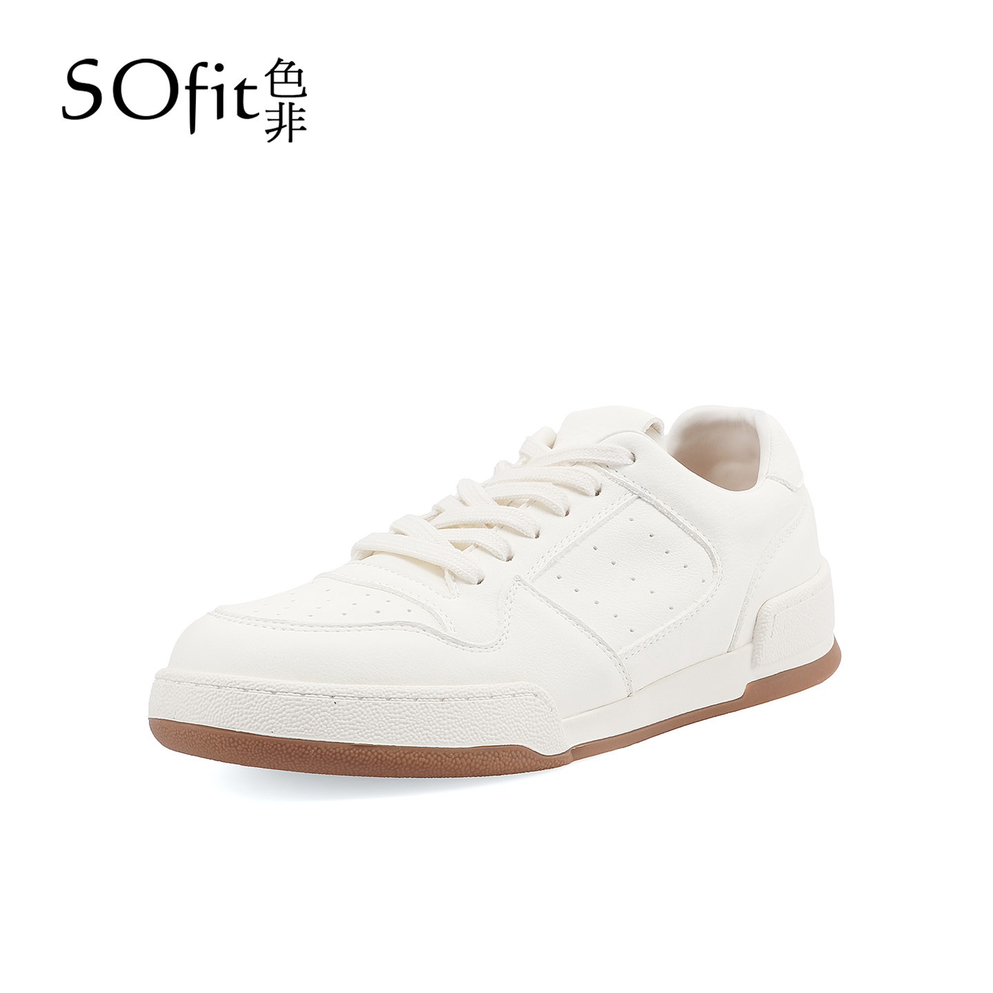 SOfit/色非新款低跟厚底百搭时尚休闲春季小白鞋系带圆头女鞋