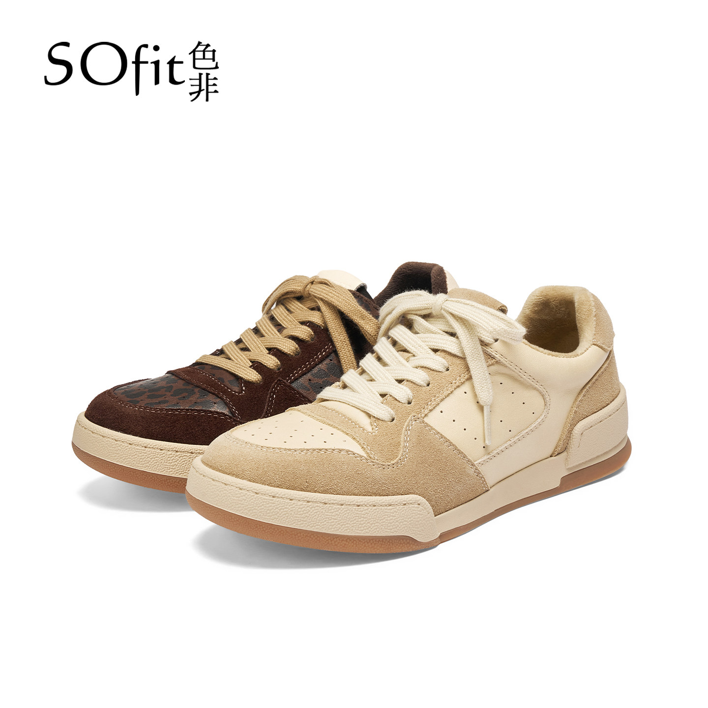 SOfit/色非复古百搭系带休闲德训鞋圆头舒适时尚板鞋中跟女鞋