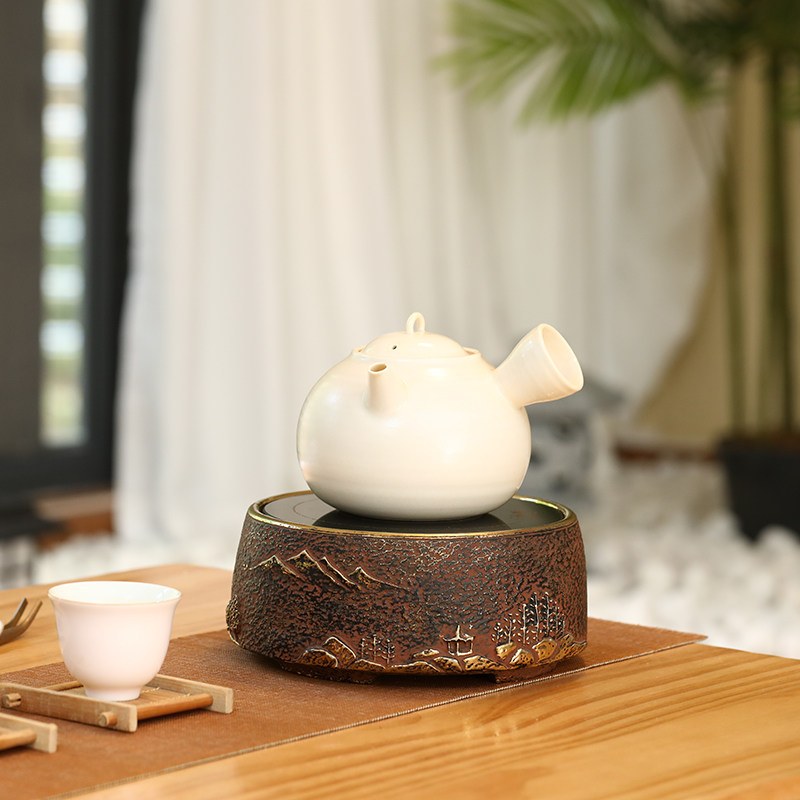 草木祠 老岩泥电陶炉 紫砂提梁壶烧水壶泡茶壶煮茶温茶炉煮茶器具