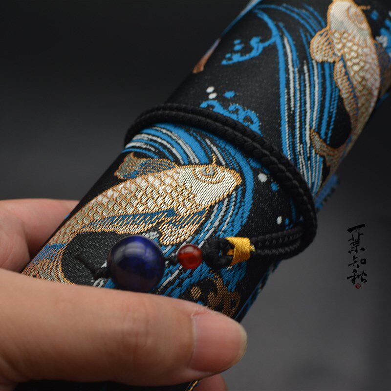 知秋家 一叶知秋 钢笔 笔帘 【锦鲤】 手作  收纳 西阵织 文具