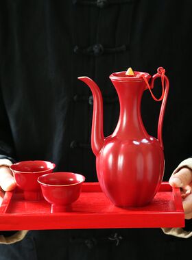 结婚仿古喜庆陶瓷酒具套装酒壶分酒器白酒杯黄酒烈酒酒盅日式清酒