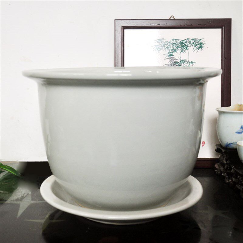 景德镇陶瓷器大号陶瓷树盆公司花钵花盆种铁树发财树纯白定制