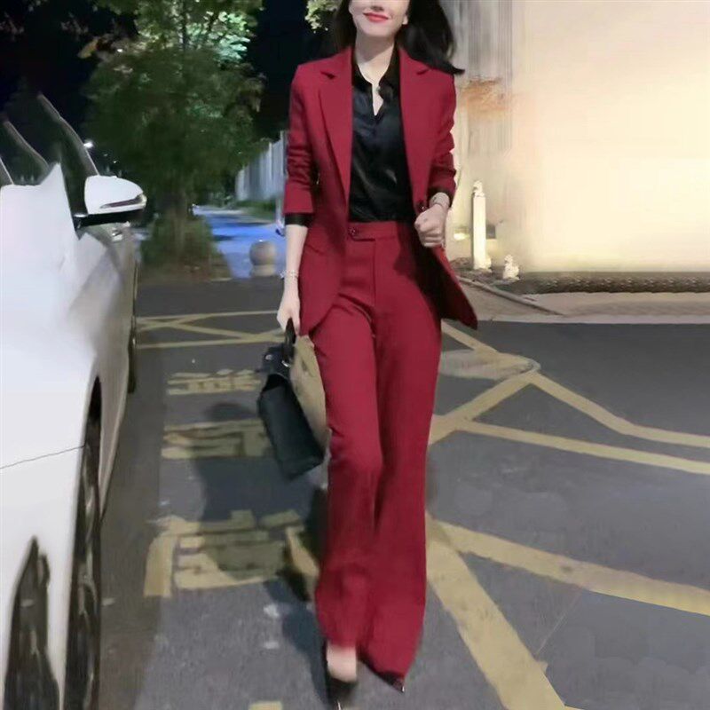 高级感气质小西装外套女微喇裤两件套可甜可咸职业套装春秋洋气