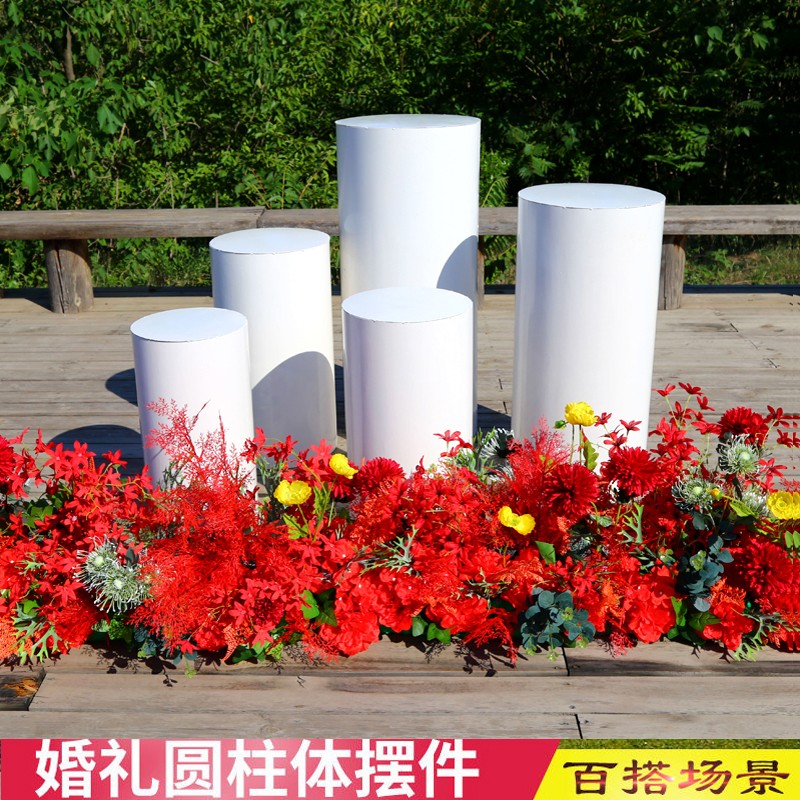 新款铁艺圆柱甜品台婚庆道具森系气球婚礼舞台装饰用品摆件蛋糕架