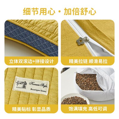 全荞麦壳枕头单人护颈椎助睡眠大人加高硬枕芯学生宿舍韩式骨头枕
