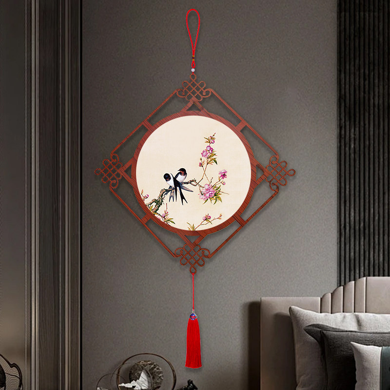 花鸟国画新中式中国结挂饰入门玄关装饰画客厅过道挂件餐厅墙壁画