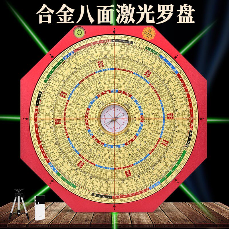 八方八面激光万兴集福堂铝合金罗盘灵敏强磁天池专业三合综合罗盘