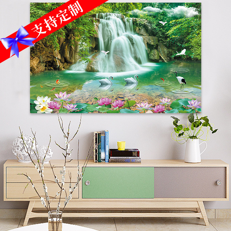 山水风景画墙纸自粘3d立体墙贴壁纸客厅电视背景墙画贴纸墙壁贴画