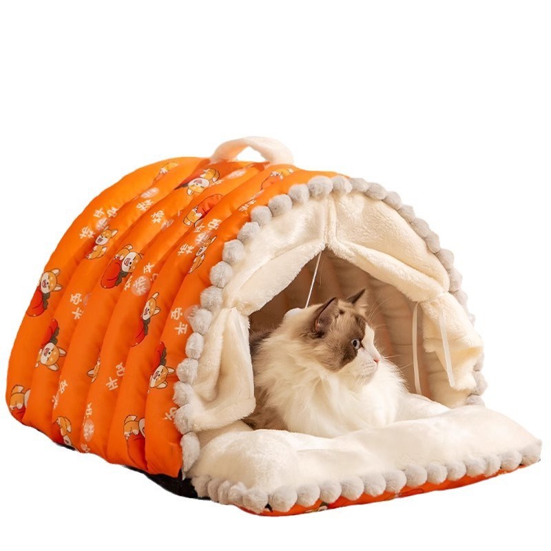领养之家 毛毛虫睡袋猫窝冬季保暖猫咪加厚帐篷封闭式宠物猫屋