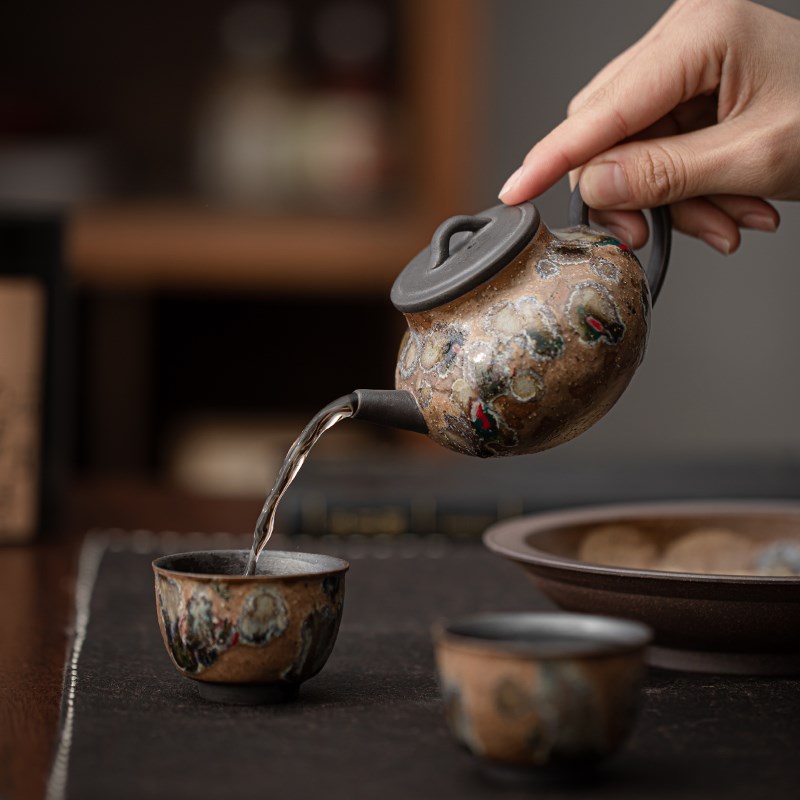 蕴华堂复古禅意蜜蜡釉茶具原矿粗陶老岩泥茶壶家用高档泡茶壶单壶
