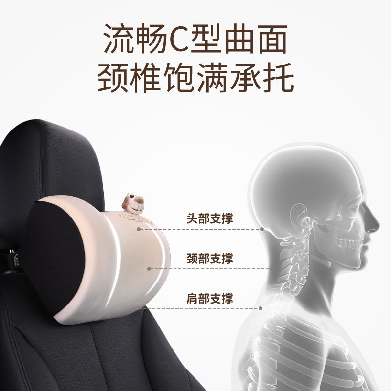 爱车屋汽车头枕护颈枕一对可爱车内靠枕卡通座椅腰靠垫车内装饰品