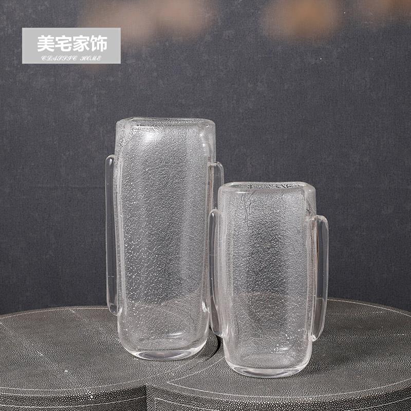 北欧轻奢样板间客厅茶几首饰盒金属花盆果盘透明玻璃花瓶软装搭配