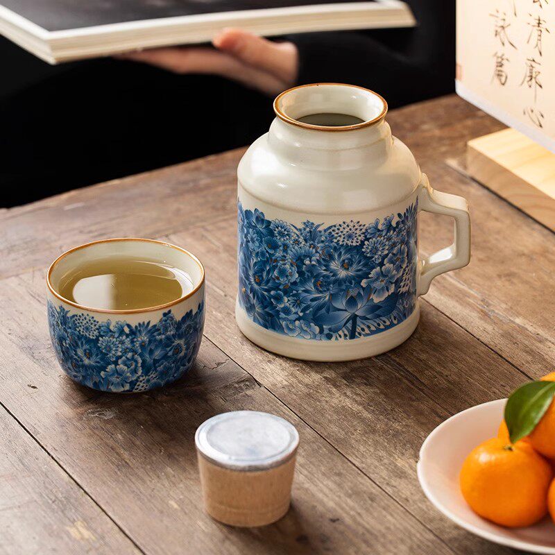 汝窑金万花茶叶罐家用高端防潮储存密封罐精品便携陶瓷装茶叶茶仓