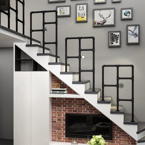 复古酒吧水管楼梯扶手护栏阁楼栏杆围栏室内外防护栏酒吧做旧楼梯