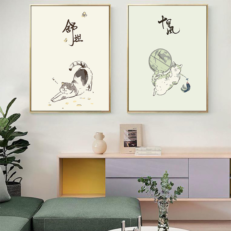 diy数字油画填色手绘油彩画古风节气猫咪装饰画填充中国风北欧画