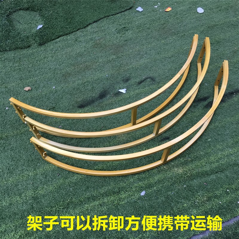 新款婚庆铁艺圆环舞台吊顶装饰加厚双五环之歌金色摩天轮线帘架子