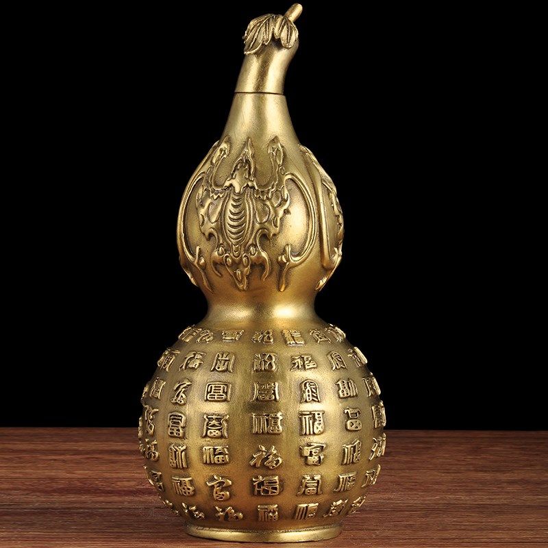 黄铜百福葫芦摆件招财客厅玄关博古架装饰品办公室桌面摆放工艺品