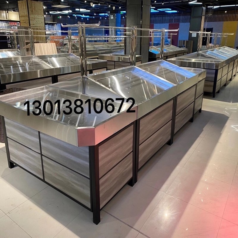 超市不锈钢水果蔬菜货架生鲜便利店多层中岛展示架多功能果蔬货架