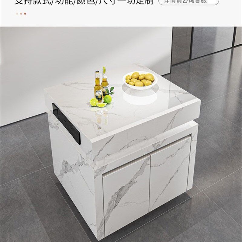 客轻奢岩板岛台餐桌一体厨房饭厅中倒台料理台收纳柜水槽定制导台