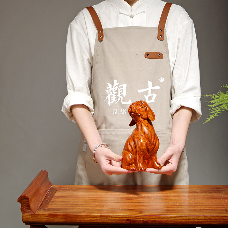 木雕狗摆件实木雕刻工艺品小狗摆件生肖狗客厅家居装饰品动物摆件