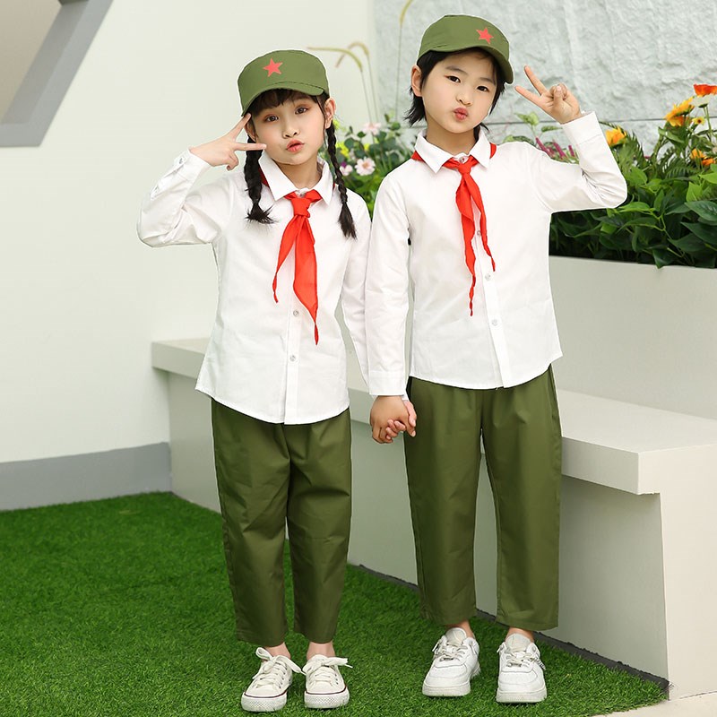 儿童我和我的祖国怀旧合唱服小红军红歌合唱演出服知青诗歌朗诵服