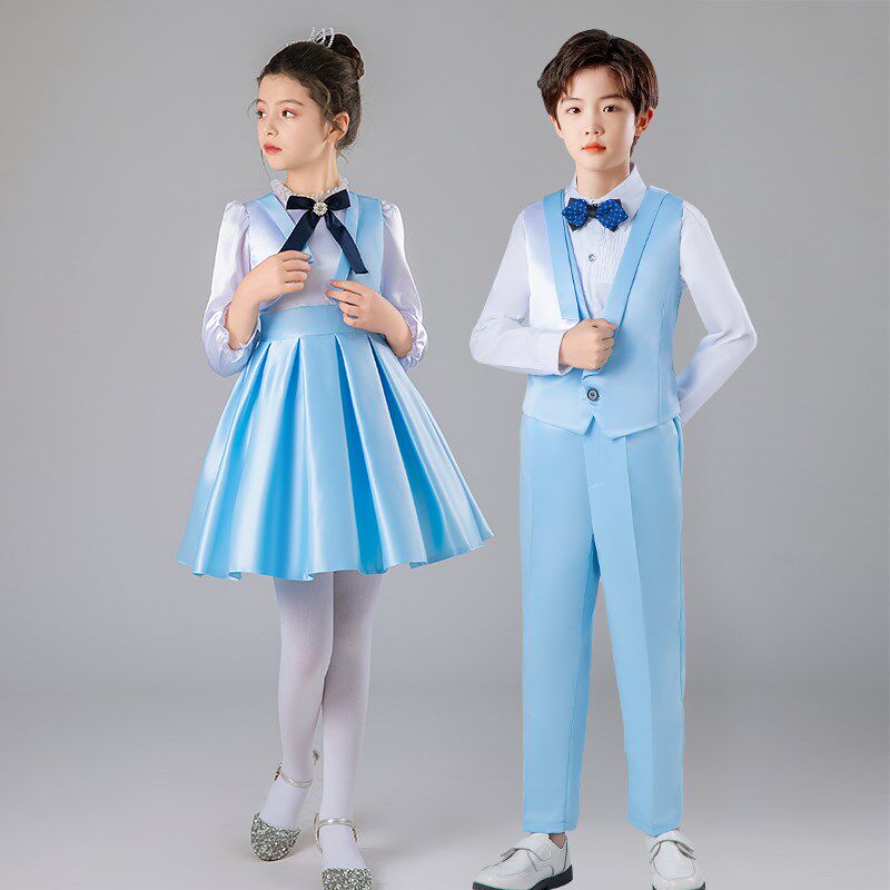 元旦儿童合唱演出服大合唱表演中小学生诗歌朗诵比赛礼服春夏套装