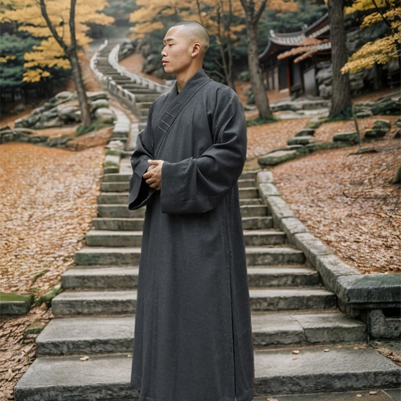 宗觉僧服慈心缘秋冬季保暖加厚羊毛大褂毛料长褂出家人僧衣长衫