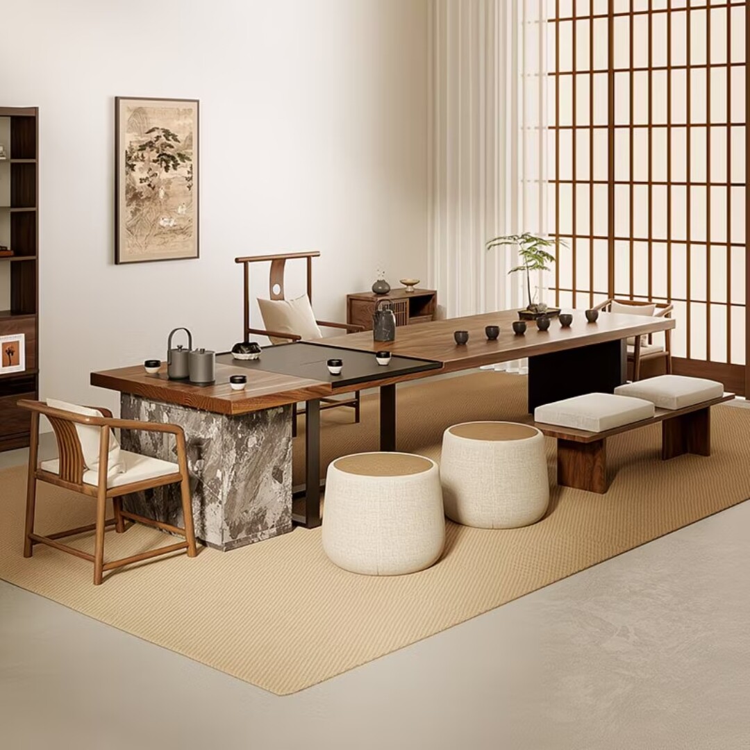 西祠南美胡桃木茶桌办公室接待客厅家用新型茶台轻奢现代高端实木