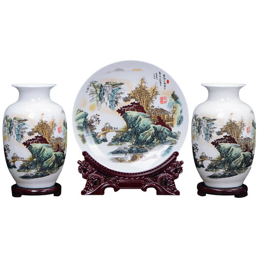 博古架陶瓷器花瓶景德镇家居酒柜装饰品摆件客厅插花小工艺品摆设